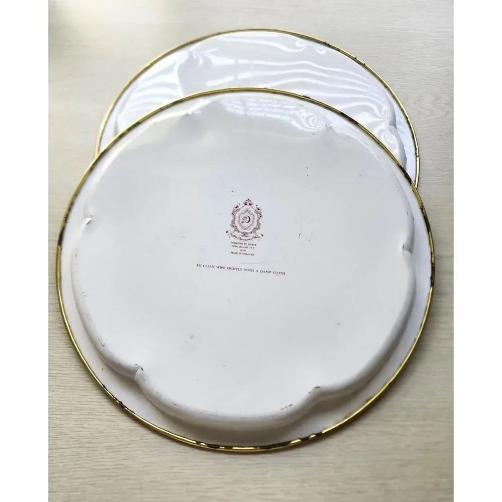 Vintage Daher Decorated Ware Floral Tin Tray 12” Round England Burgundy Gold